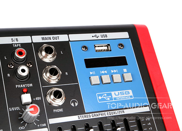 Professional 6 Channel Audio Mixer